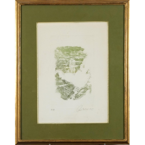 798 - Galindo - Abstract composition, European school pencil signed etching inscribed P A to the mount, mo... 