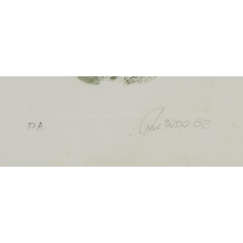 798 - Galindo - Abstract composition, European school pencil signed etching inscribed P A to the mount, mo... 