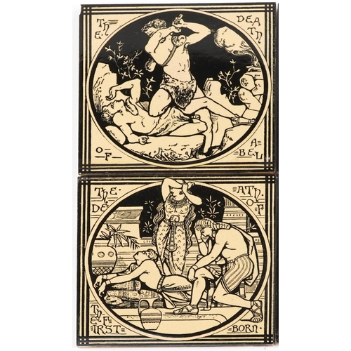 544 - John Moyr Smith for Mintons, set of six Victorian aesthetic biblical tiles, each 15.5cm x 15.5cm