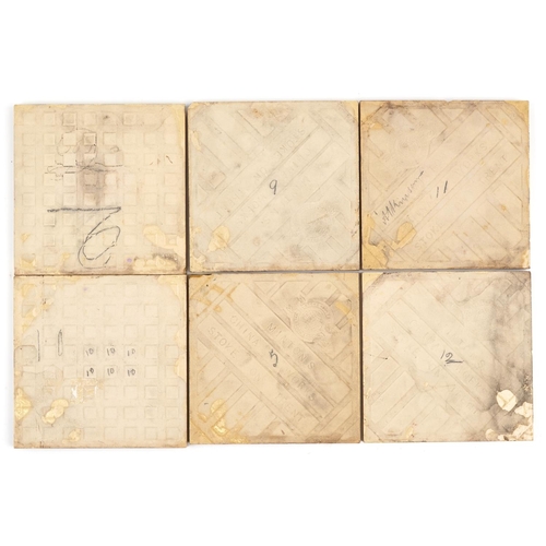 544 - John Moyr Smith for Mintons, set of six Victorian aesthetic biblical tiles, each 15.5cm x 15.5cm