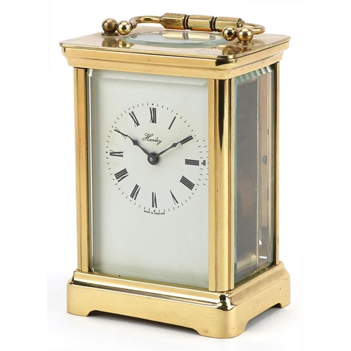 208 - Brass cased Henley carriage clock, 11.5cm high excluding the swing handle