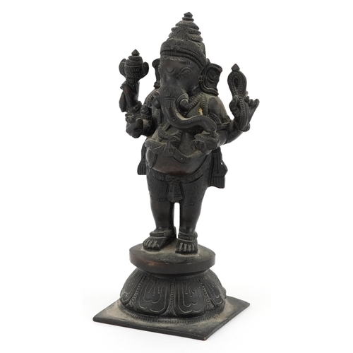 295 - Indian patinated bronze statue of goddess Ganesha, 16cm high