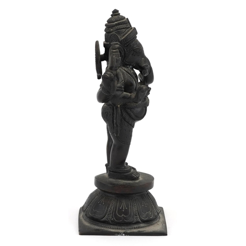 295 - Indian patinated bronze statue of goddess Ganesha, 16cm high