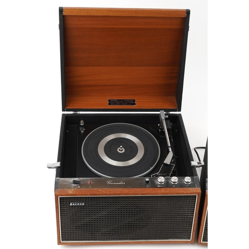 1698 - Vintage teak Hacker Grenadier record player, model SP25 MK111 and stereo amplifier model GP45, the l... 