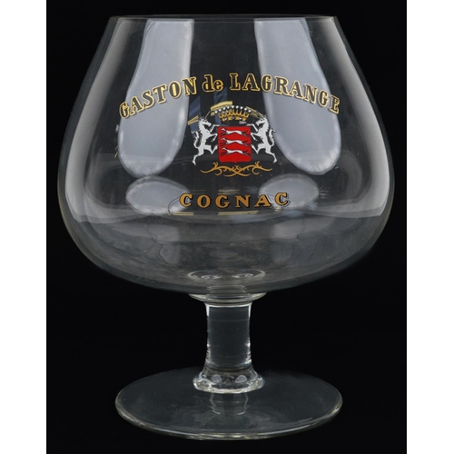 613 - 19th/early 20th century oversized cognac glass advertising Gaston de la Grange Cognac, 30cm high