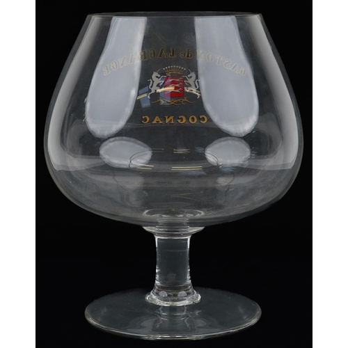 613 - 19th/early 20th century oversized cognac glass advertising Gaston de la Grange Cognac, 30cm high