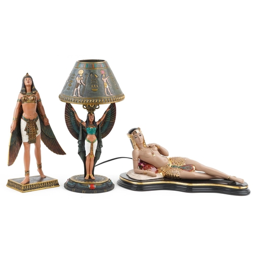 1249 - Egyptian Revival figures and a Nemesis Now Wings of Isis table lamp, the figures comprising Nemesis ... 