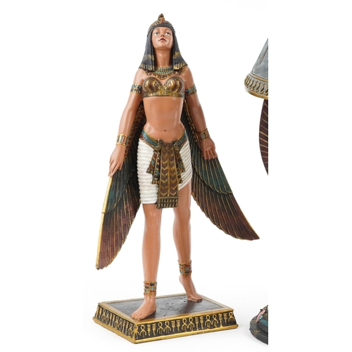 1249 - Egyptian Revival figures and a Nemesis Now Wings of Isis table lamp, the figures comprising Nemesis ... 