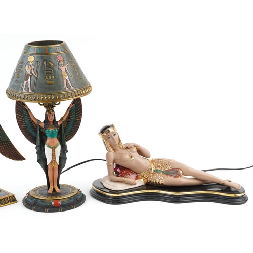 1249 - Egyptian Revival figures and a Nemesis Now Wings of Isis table lamp, the figures comprising Nemesis ... 