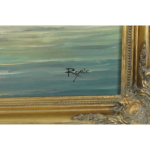 1645 - Royale - Men-O-War, Naval interest oil on canvas, framed, 90cm x 60cm excluding the frame