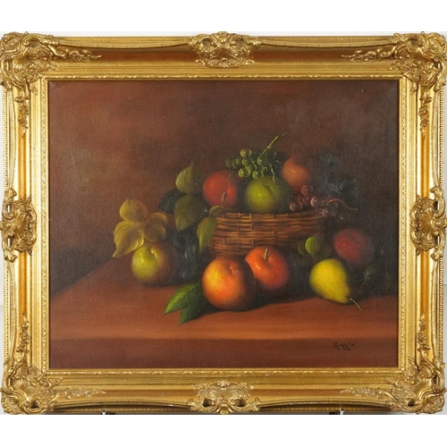 1269 - Morrini - Still life fruit and vessels, pair of Italian school oil on canvases, mounted and framed, ... 