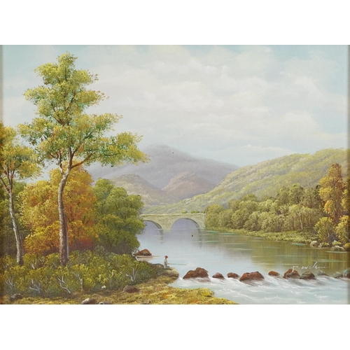 1386 - River landscapes, two oils, each framed, each 39.5cm x 29.5cm excluding the frames