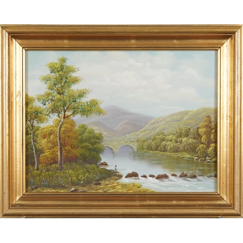 1386 - River landscapes, two oils, each framed, each 39.5cm x 29.5cm excluding the frames