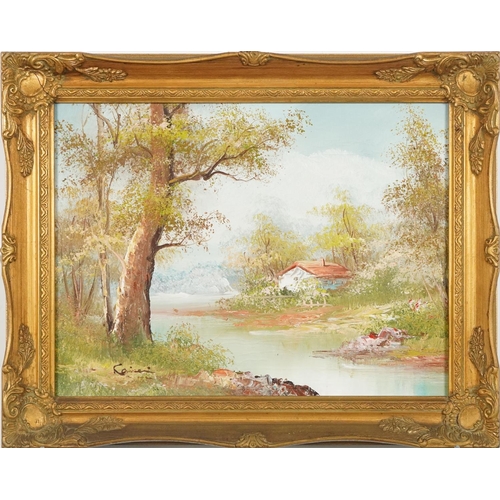 1386 - River landscapes, two oils, each framed, each 39.5cm x 29.5cm excluding the frames