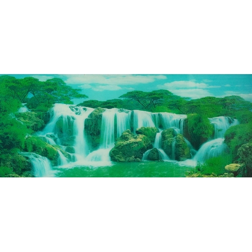 1519 - Wall hanging illuminated moving waterfall picture, 98cm x 48cm