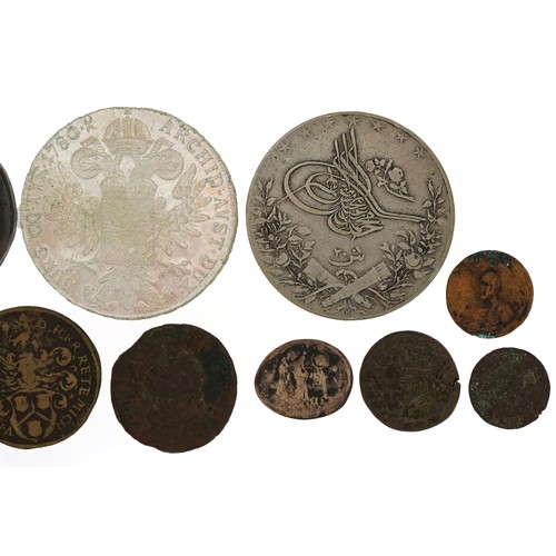 2111 - Antiquarian, Roman, hammered silver and world coinage including re-struck silver Maria Theresa thale... 