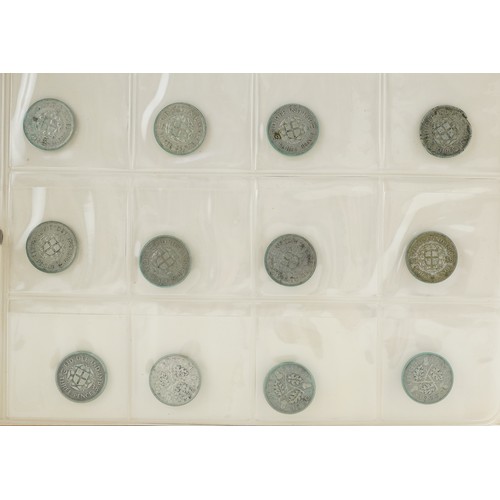 2065 - George III and later coinage and tokens arranged in an album including Duke of Wellington 1812 half ... 