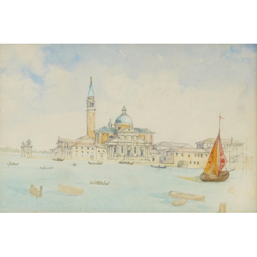 502 - San Giorgio Maggiore, Venice, 19th century Italian school watercolour, mounted, framed and glazed, 2... 