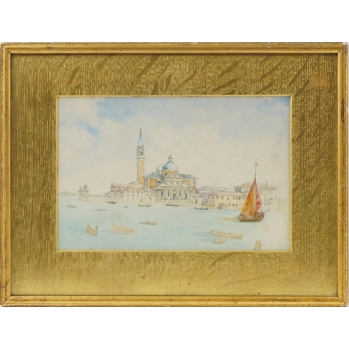 502 - San Giorgio Maggiore, Venice, 19th century Italian school watercolour, mounted, framed and glazed, 2... 