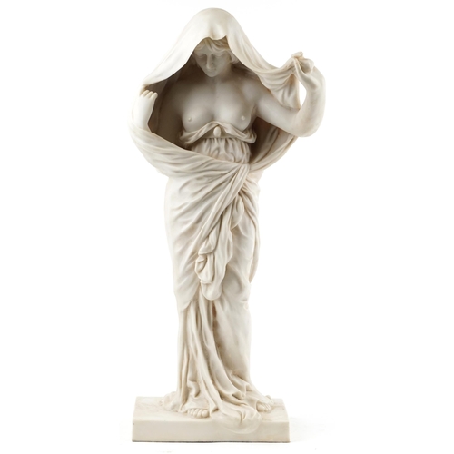 141 - After Louis-Ernest Barrias, large parian style statuette of a semi nude Art Nouveau female, La Natur... 