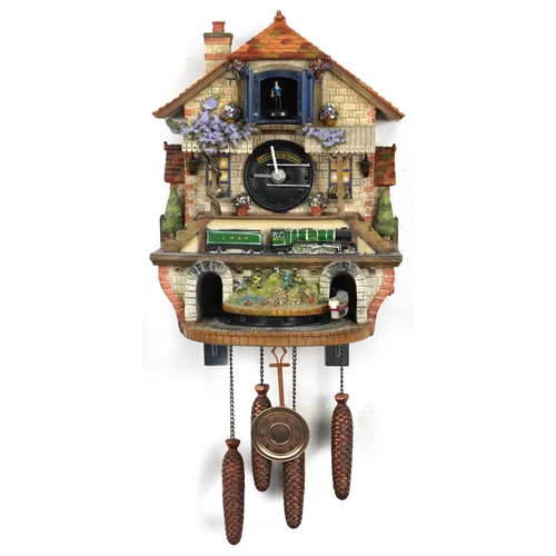 717 - Bradford Edition Memories of Steam Flying Scotsman cuckoo clock, 31.5cm high