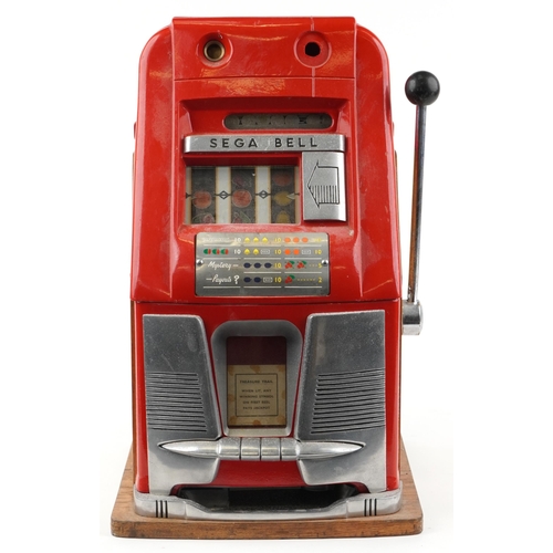 1590 - Vintage Sega Bell one armed bandit slot machine, 67cm H x 40cm W x 40cm D