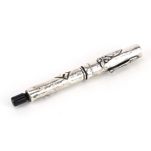 1889 - German military interest Nazi party silver overlaid fountain pen impressed Montblanc, housed in a wh... 