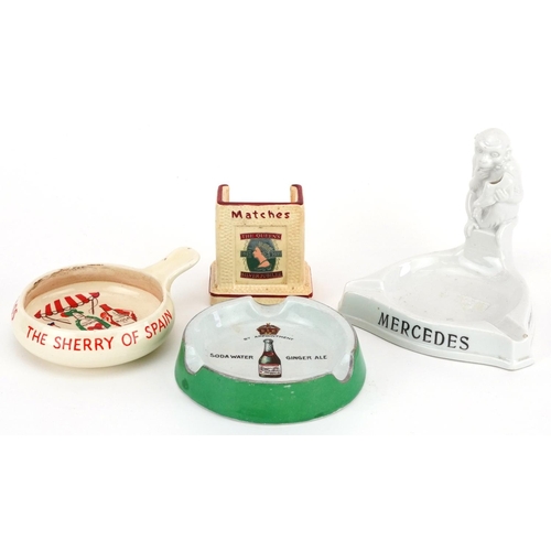 542 - Smoking and advertising collectables comprising an Empire works Schweppes ashtray, Mercedes ashtray ... 