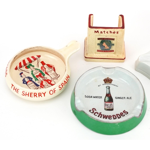 542 - Smoking and advertising collectables comprising an Empire works Schweppes ashtray, Mercedes ashtray ... 