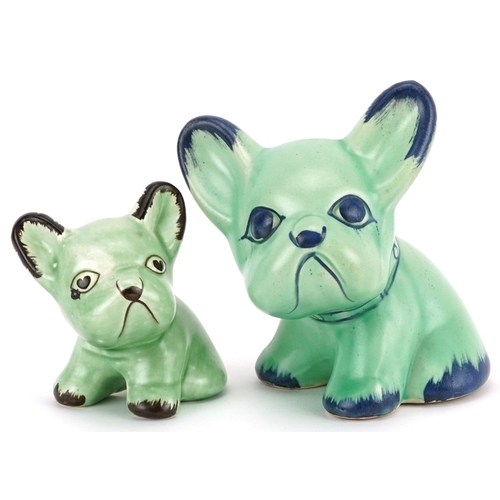 581 - Two early 20th century Byngo French Bulldogs, the largest 13cm high