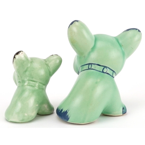 581 - Two early 20th century Byngo French Bulldogs, the largest 13cm high