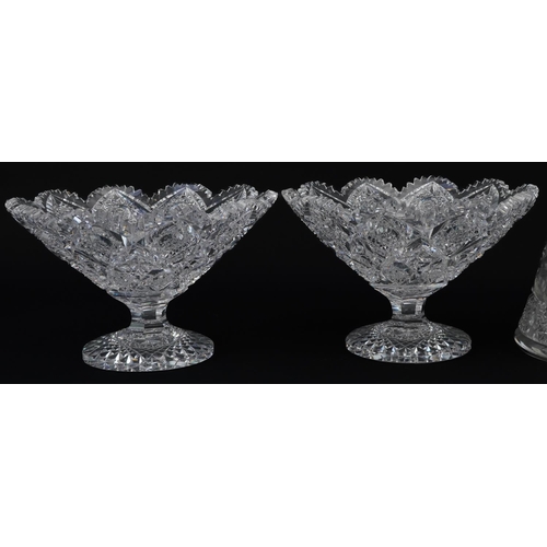 1435 - 19th century and later good quality cut glassware including pair of tazzas and two water jugs, 26.5c... 