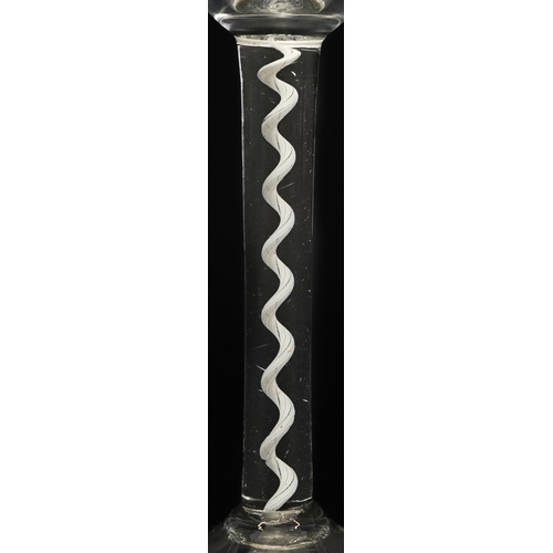 131 - 18th century wine glass with opaque twist stem, 18cm high