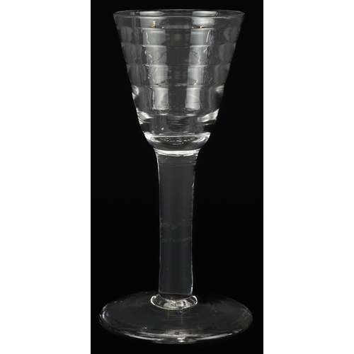 132 - 18th century Lynn wine glass, 15.5cm high