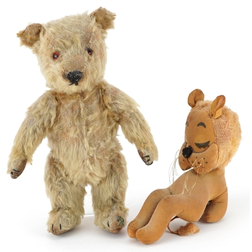 1625 - Two vintage teddy bears including a jointed example with beaded eyes, the largest 30.5cm high