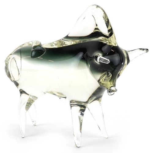 60 - V Nason & Co, Mid century Murano art glass bull, 18cm in length