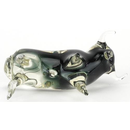 60 - V Nason & Co, Mid century Murano art glass bull, 18cm in length