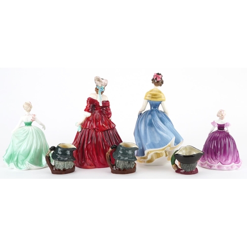 648 - Collectable figures and character jugs including Royal Doulton Melanie and Coalport Epsom Summer Bal... 