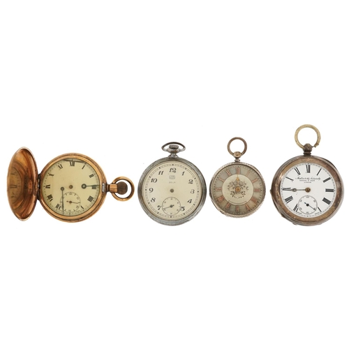 2775 - Four pocket watches including a gentlemen's silver Kendal & Dent open face pocket watch, ladies silv... 