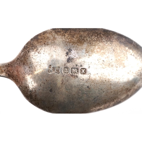 398 - Georgian and later silver spoons and a silver fork, the largest 15cm in length, total 315.0g