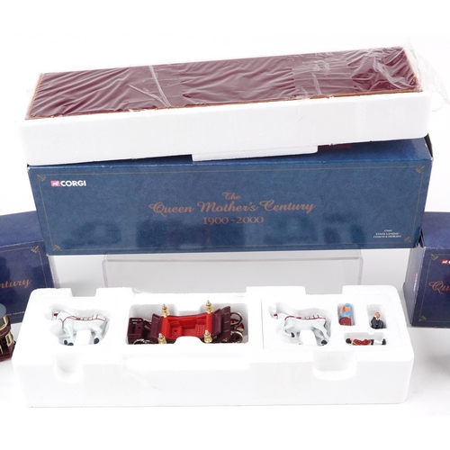 1640 - Matchbox and Corgi commemorative diecast models with boxes comprising The Queen Mother's State Landa... 