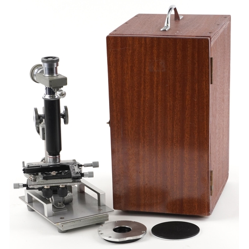 489 - Vintage Beck of London adjustable microscope housed in mahogany case, model 2294