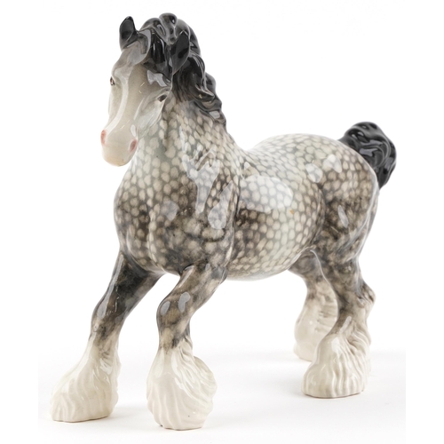 661 - Beswick Rocking Horse Grey cantering Shire horse, 26cm in length