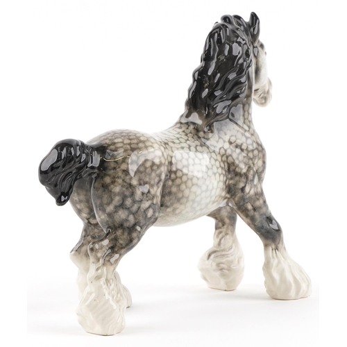 661 - Beswick Rocking Horse Grey cantering Shire horse, 26cm in length