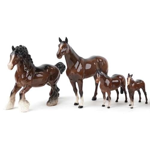 674 - Seven Beswick collectable horses and foals, the largest 23cm in length