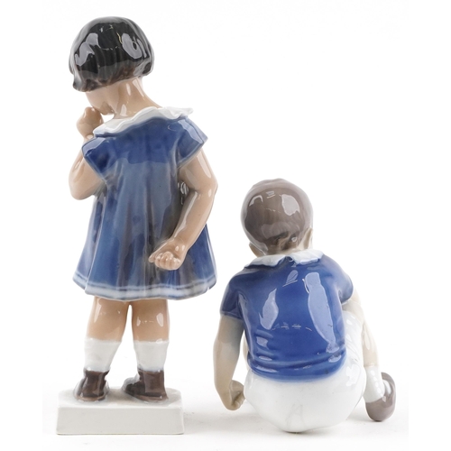 456 - Two Danish porcelain figures including Dahl Jensen young girl and a Bing & Grondahl example of a you... 