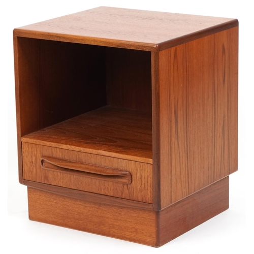 1008 - G Plan, Mid century Fresco teak nightstand with base drawer, 54cm H x 46cm W x 41cm D