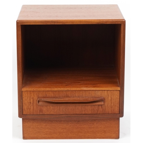 1008 - G Plan, Mid century Fresco teak nightstand with base drawer, 54cm H x 46cm W x 41cm D