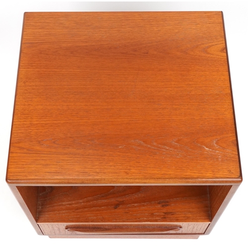 1008 - G Plan, Mid century Fresco teak nightstand with base drawer, 54cm H x 46cm W x 41cm D