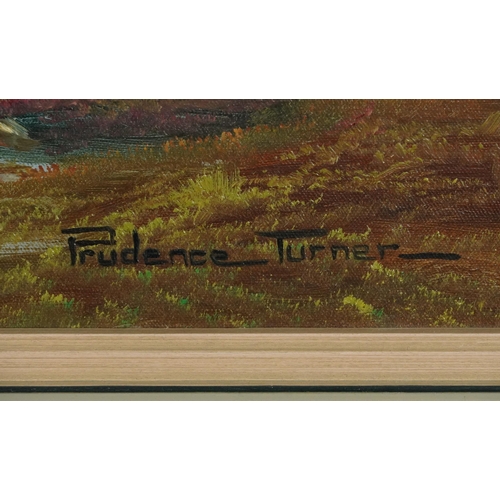 642 - Prudence Turner - Loch Maree, Scottish school oil on canvas, inscribed verso, mounted and framed, 79... 